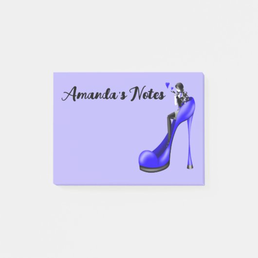 Blue Stiletto Shoe Fashion Diva Notes Post-it Klebezettel (Vorderseite)