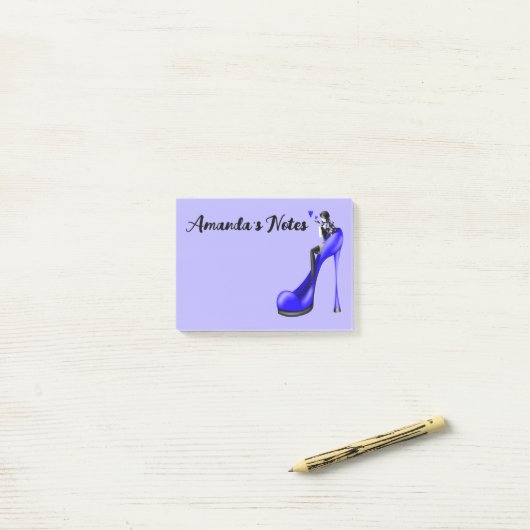 Blue Stiletto Shoe Fashion Diva Notes Post-it Klebezettel (Auf Schreibtisch)