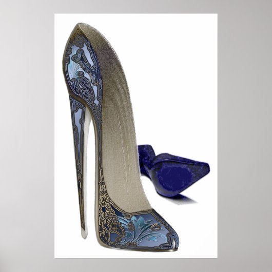 Blue Stiletto Shoes Art Poster (Vorne)