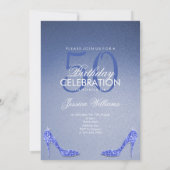 Blue Stiletto & Treble Clef Geburtstag Einladung (Rückseite)