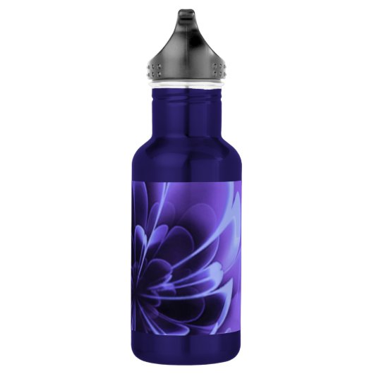 Blue Stilized Corolla Bent Up Petals Edelstahlflasche (Rechts)