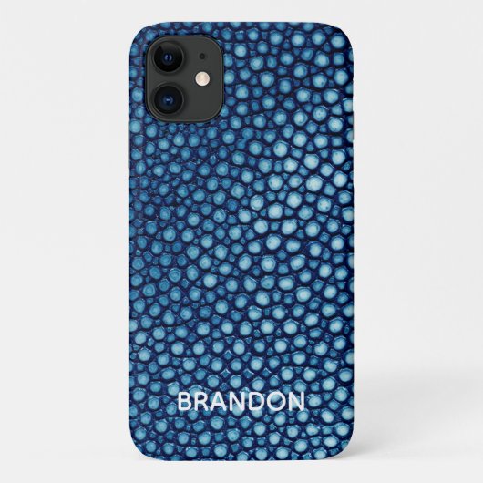 Blue Stingray Skin Print Name Personalisiert Case-Mate iPhone Hülle (Rückseite)