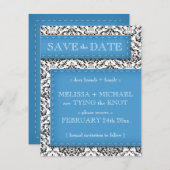 Blue Stitched Damask Speichern Sie die Ankündigung (Vorne/Hinten)