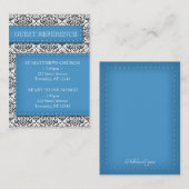 Blue Stitched Damask Wedding Guest Reference Cards Visitenkarte (Vorne/Hinten)