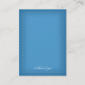Blue Stitched Damask Wedding Guest Reference Cards Visitenkarte (Rückseite)