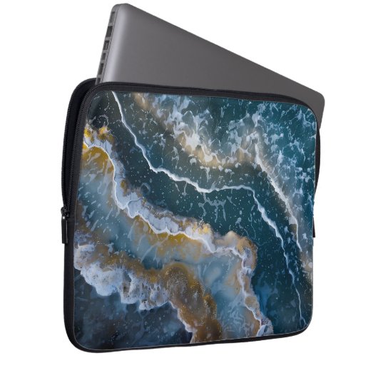 Blue Stone Agate Look Macro Fotografie Laptopschutzhülle (Vorne Rechts)