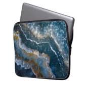 Blue Stone Agate Look Macro Fotografie Laptopschutzhülle (Vorderseite Links)