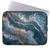 Blue Stone Agate Look Macro Fotografie Laptopschutzhülle (Vorderseite)