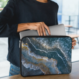 Blue Stone Agate Look Macro Fotografie Laptopschutzhülle