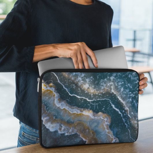 Blue Stone Agate Look Macro Fotografie Laptopschutzhülle