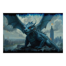 Blue Stone Dragon besucht New York Poster