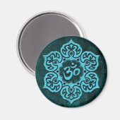 Blue Stone Floral Om Magnet (Vorderseite/Rückseite)
