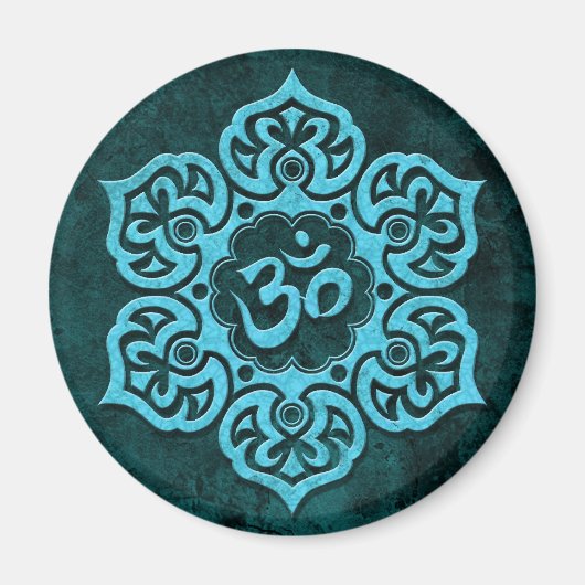 Blue Stone Floral Om Magnet (Vorne)