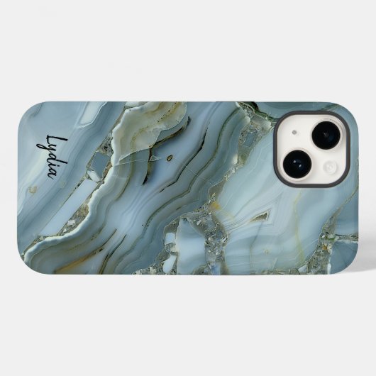 Blue Stone Marmor Look Case-Mate iPhone Hülle (Rückseite (Horizontal))