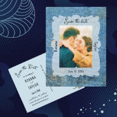 Blue Stone Wedding Foto Rett Datum Postkarte