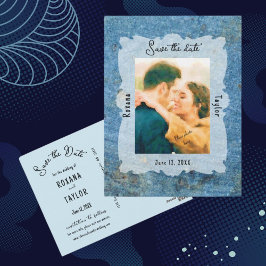 Blue Stone Wedding Foto Rett Datum Postkarte