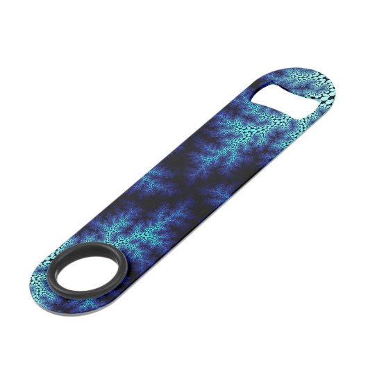 Blue Stonewash Speckle Flaschenöffner (Vorderseite Schrägansicht)