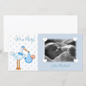 Blue Stork Baby Boy Ankündigung (Vorne/Hinten)
