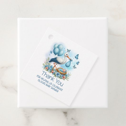 Blue Stork Baby Boy Baby Dusche Danke Geschenkanhänger (Beispiel)