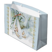 Blue Stork Baby Boy Große Geschenktüte (Rückseite Schrägansicht)