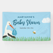 Blue Stork Baby Dusche Banner (Horizontal)