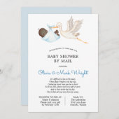 Blue Stork Baby Dusche per Mail Einladung (Vorne/Hinten)