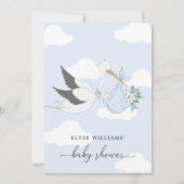 Blue Stork Baby Dusche per Mail Einladung (Rückseite)