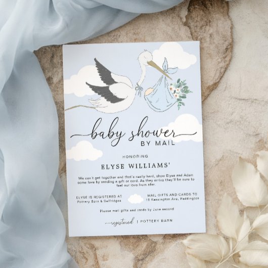 Blue Stork Baby Dusche per Mail Einladung