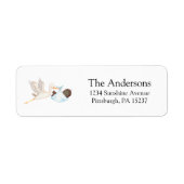 Blue Stork Baby Dusche Rücksendeadresse Etikett (Vorne)