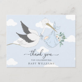 Blue Stork Baby Dusche Vielen Dank Postkarte