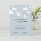 Blue Stork Baby Dusche von Mail Einladung (Stehend Vorderseite)