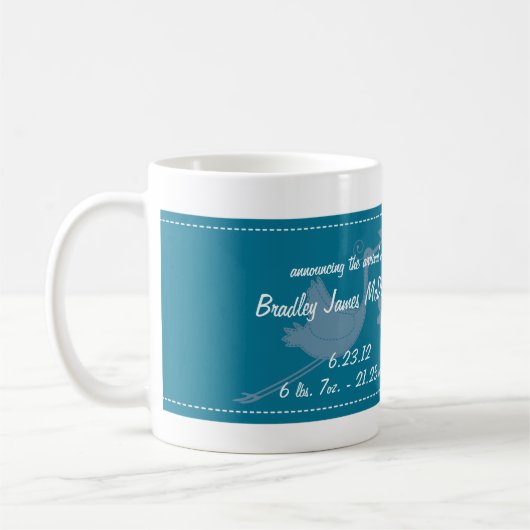 Blue Stork Baby Foto Collage Tasse (Links)