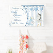 Blue Stork Baby Shower Cute Custom Banner (Insitu)