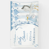 Blue Stork Baby Shower Cute Custom Banner (Vertikal)