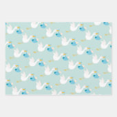 Blue Stork Boy Baby Dusche Geschenkpapier Set (Vorderseite 2)