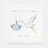 Blue Stork Boy Baby Dusche Serviette (Vorderseite)