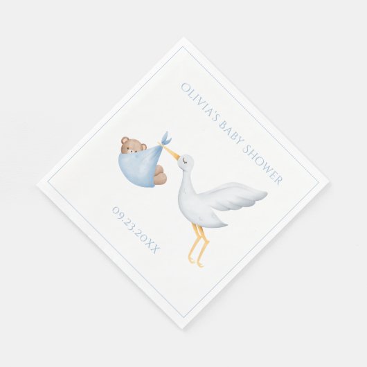 Blue Stork Boy Baby Dusche Serviette (Ecke)