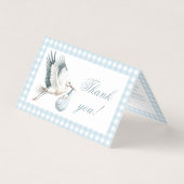 Blue Stork Delivery Baby Dusche Danke Karte (Vorderseite)