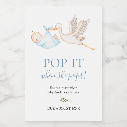 Blue Stork Pop, wenn sie Pop Weinetikett (Einzelnes Label)