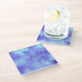 Blue Storm Cloud Effect Glass Untersetzer (Schrägansicht)