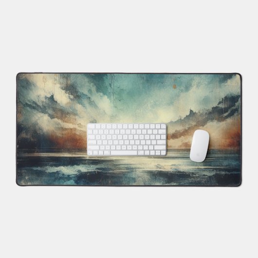 Blue Stormy Seascape Old Photograph Schreibtischunterlage (Tastatur & Maus)