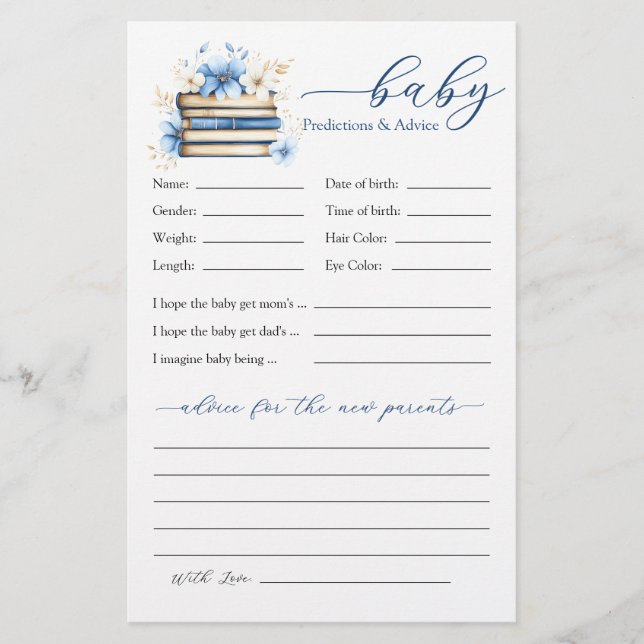 Blue Storybook Baby Brunch Predictions and Advice (Vorderseite)