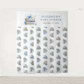 Blue Storybook Baby Shower Backdrop Wandteppich (Vorderseite)