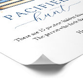 Blue Storybook Baby Shower Pacifier Hunt Game Sign Poster (Ecke)