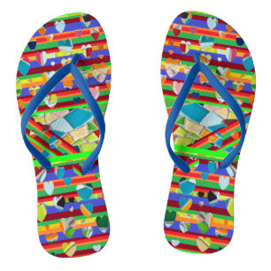 Blue Strap Mosaic Herz Flip Flops Badesandalen