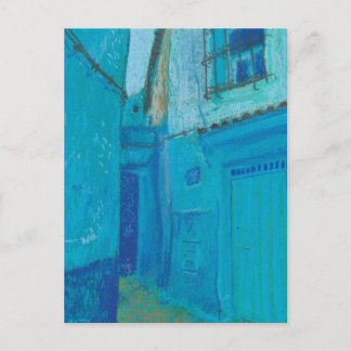Blue Street Chefchaouen Marokko Pastel Painting Ar Postkarte