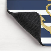 Blue Streifen & Gold Anker Nautic Mousepad (Ecke)