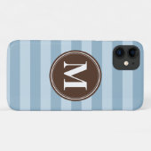 Blue Streifen mit brauner Monogramm Case-Mate iPhone Hülle (Rückseite (Horizontal))