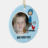 Blue Strichmännchen Football Player Achtung Keramikornament (Rechts)