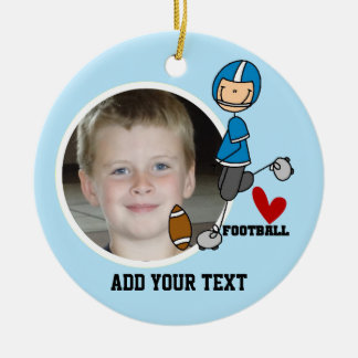 Blue Strichmännchen Football Player Achtung Keramikornament